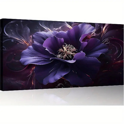 Abstract Purple Floral Vibrant Purple Flower Wall Art canvas office home room framed 120x60cm