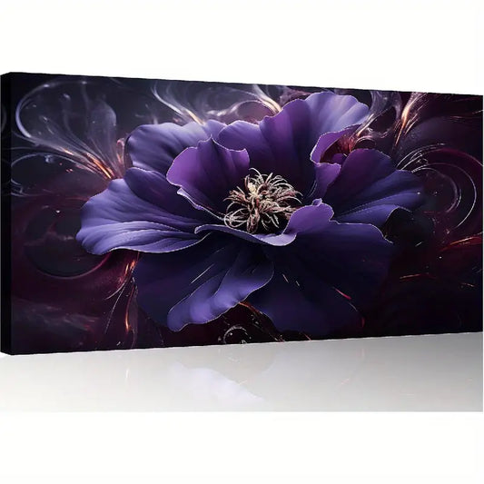 Abstract Purple Floral Vibrant Purple Flower Wall Art canvas office home room framed 120x60cm