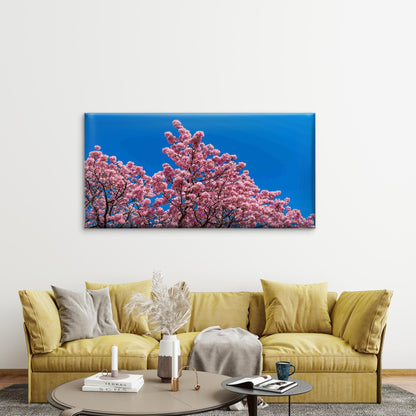 Cherry Blossom Against Blue Sky Wall Art Canvas Office Home Room Framed 120x60cm