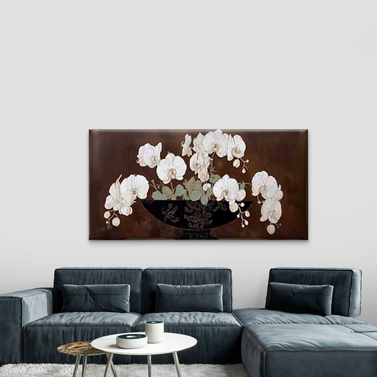 White Phalaenopsis Orchid Wall Art Canvas Office Home Room Framed 120x60cm