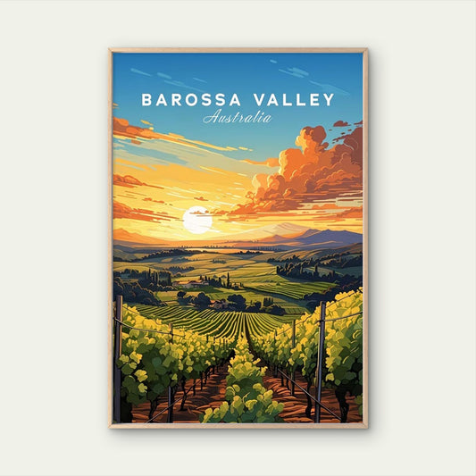 Barossa Valley Australia Sunset Travel Poster Print Wall Art
