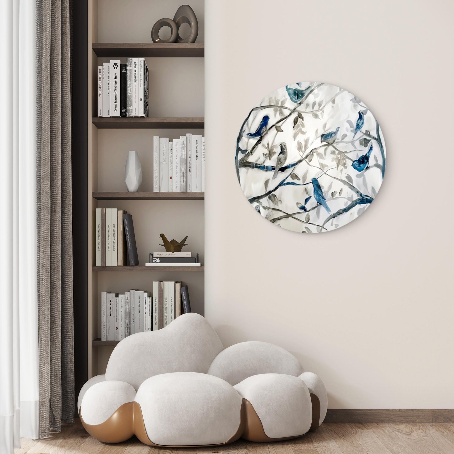 Neutral Color Birds Acrylic Glass Rounded Print Tempered Glass Wall Art 100% Made in Australia Ready to Hang