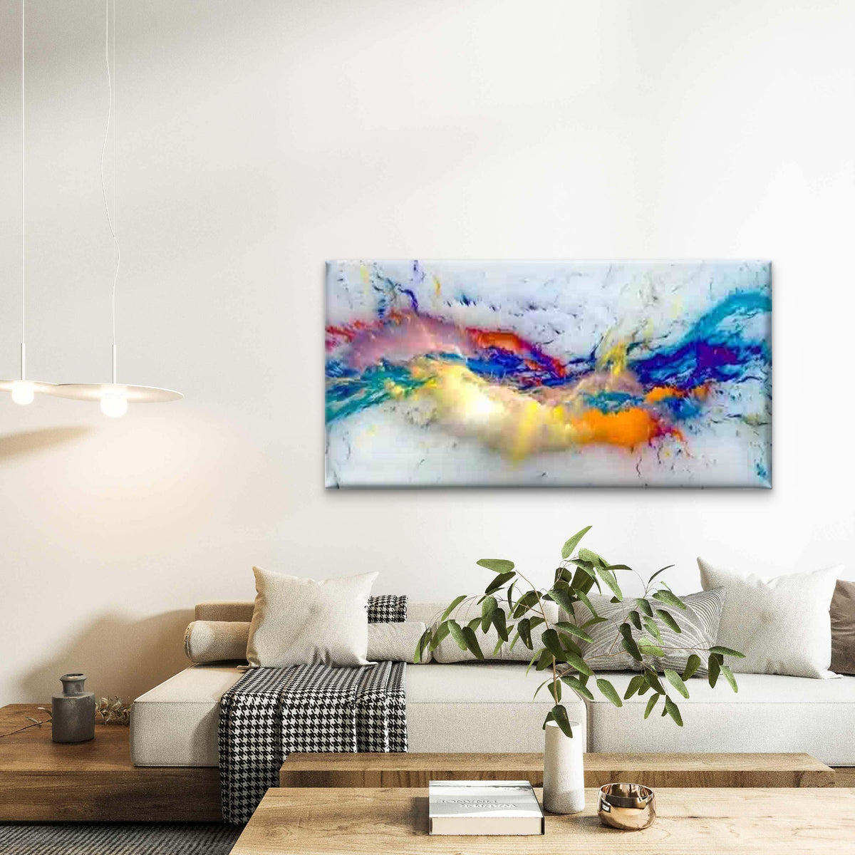 Abstract Water Flow Wall Art Canvas Office Home Room Framed 120x60cm