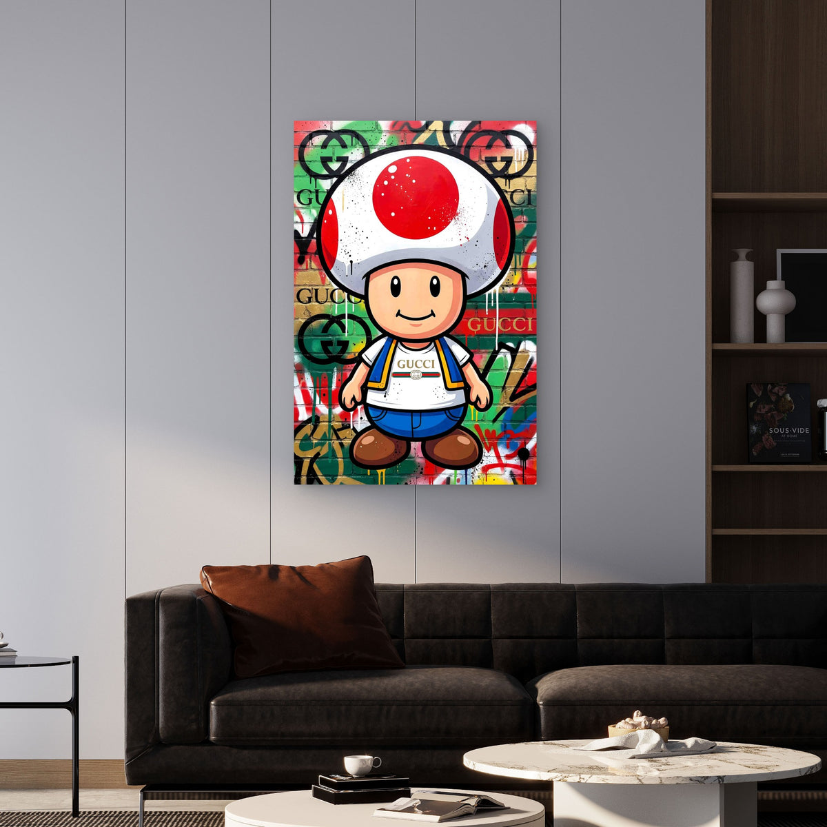 Mushroom Boy Cartoon In A Designer Shirt 60x90cm Metal Print Ready to Hang