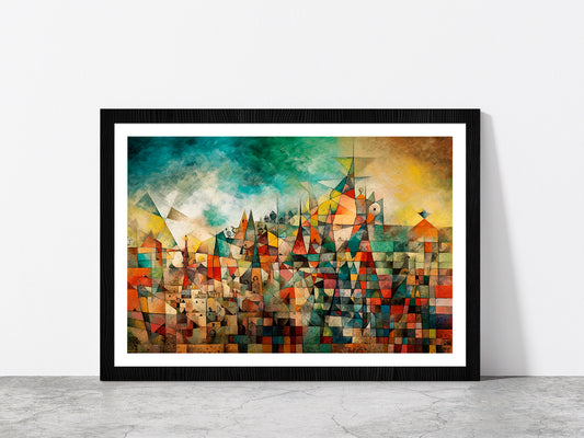 French Revolution Paint Abstract Glass Framed Wall Art, Ready to Hang Quality Print With White Border Black