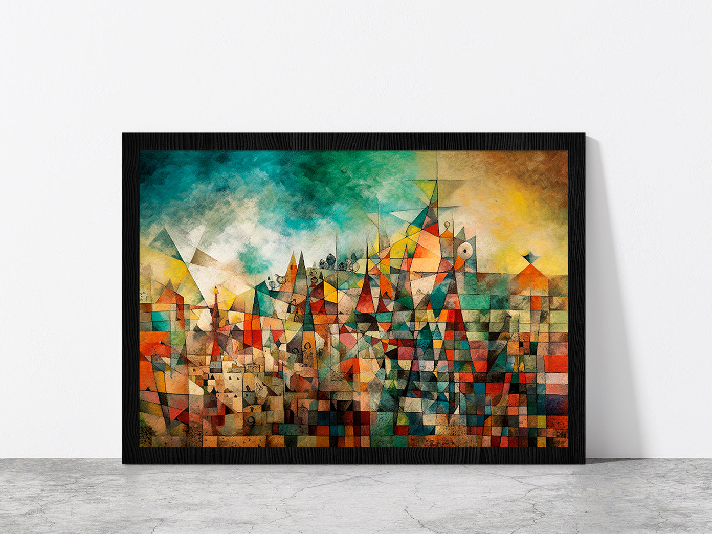 French Revolution Paint Abstract Glass Framed Wall Art, Ready to Hang Quality Print Without White Border Black