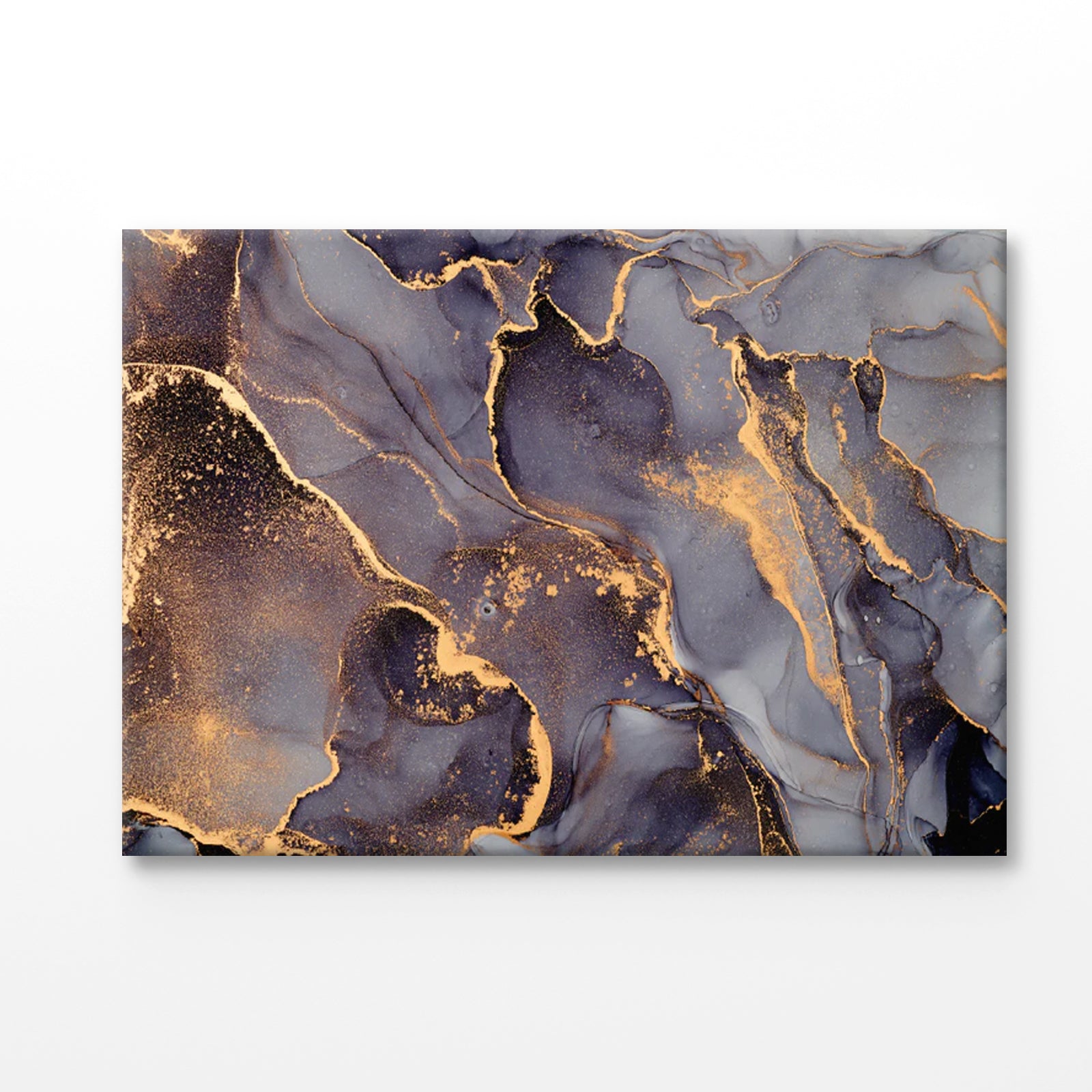 Bella Home Black Grey & Gold Fluid Abstract Print Canvas Ready to hang