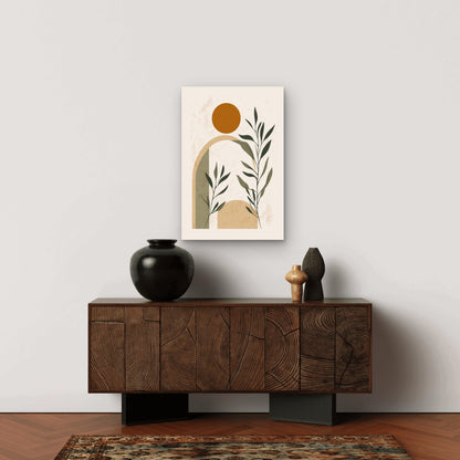 Minimalist Bohostyle Poster With Geometric Shapes Abstract Foliage 40x60cm Metal Print Ready to Hang