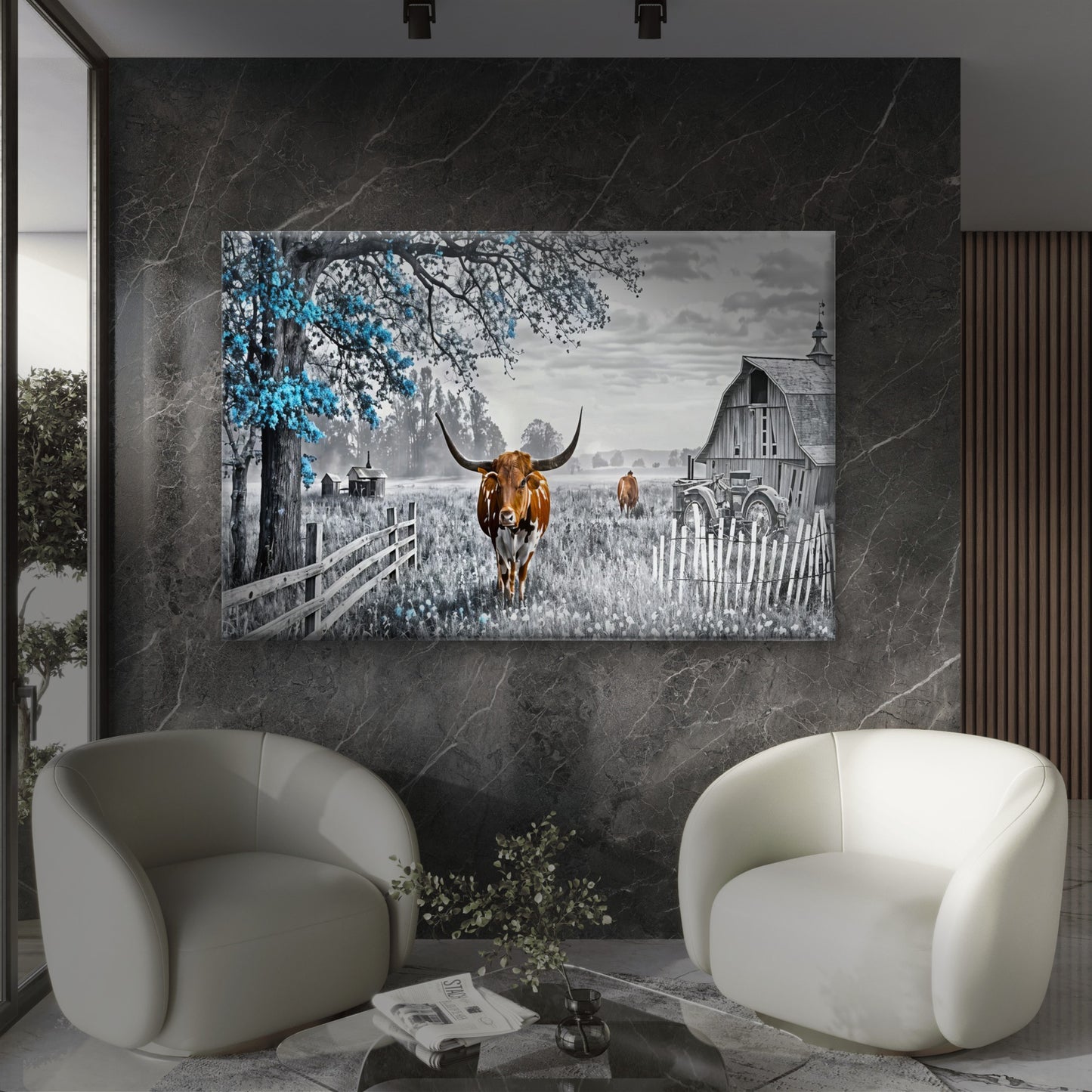 Black And White Highland Cow Farmhouse Wall Art Decor 100% Australian Made