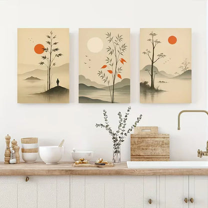 3pcs Nature Elements Aesthetic Art Wall Art Set Canvas Framed 50x70cm - High Quality Print 100% Australian Made Wall Canvas Ready to Hang