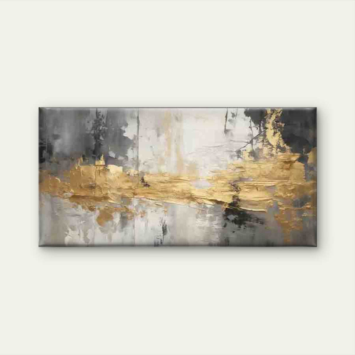 Modern Abstract Golden Gray Wall Art Canvas Office Home Room Framed 120x60cm
