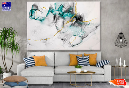 Green Black & Gold Abstract Design 90x60cm Print 100% Australian Made