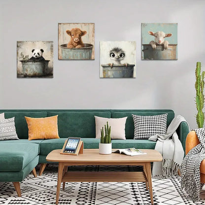 4pcs Lamb Room Aesthetic   Wall Art Canvas Framed