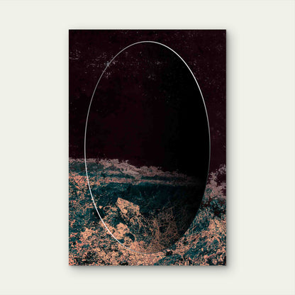 Turbulent Ocean Waves Framed By An Oval Void 60x90cm Metal Print Ready to Hang