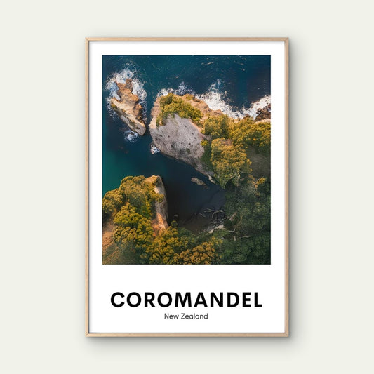 Golden Hour over Coromandel Coastline Vintage Travel Poster Print Wall Art