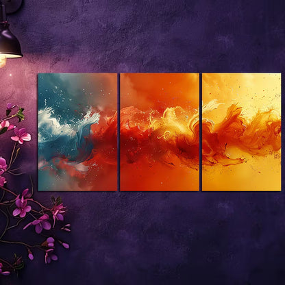 3pcs Colorful Fluid Design Wall Art Set Canvas Framed 40x60cm - High Quality Print 100% Australian Made Wall Canvas Ready to Hang
