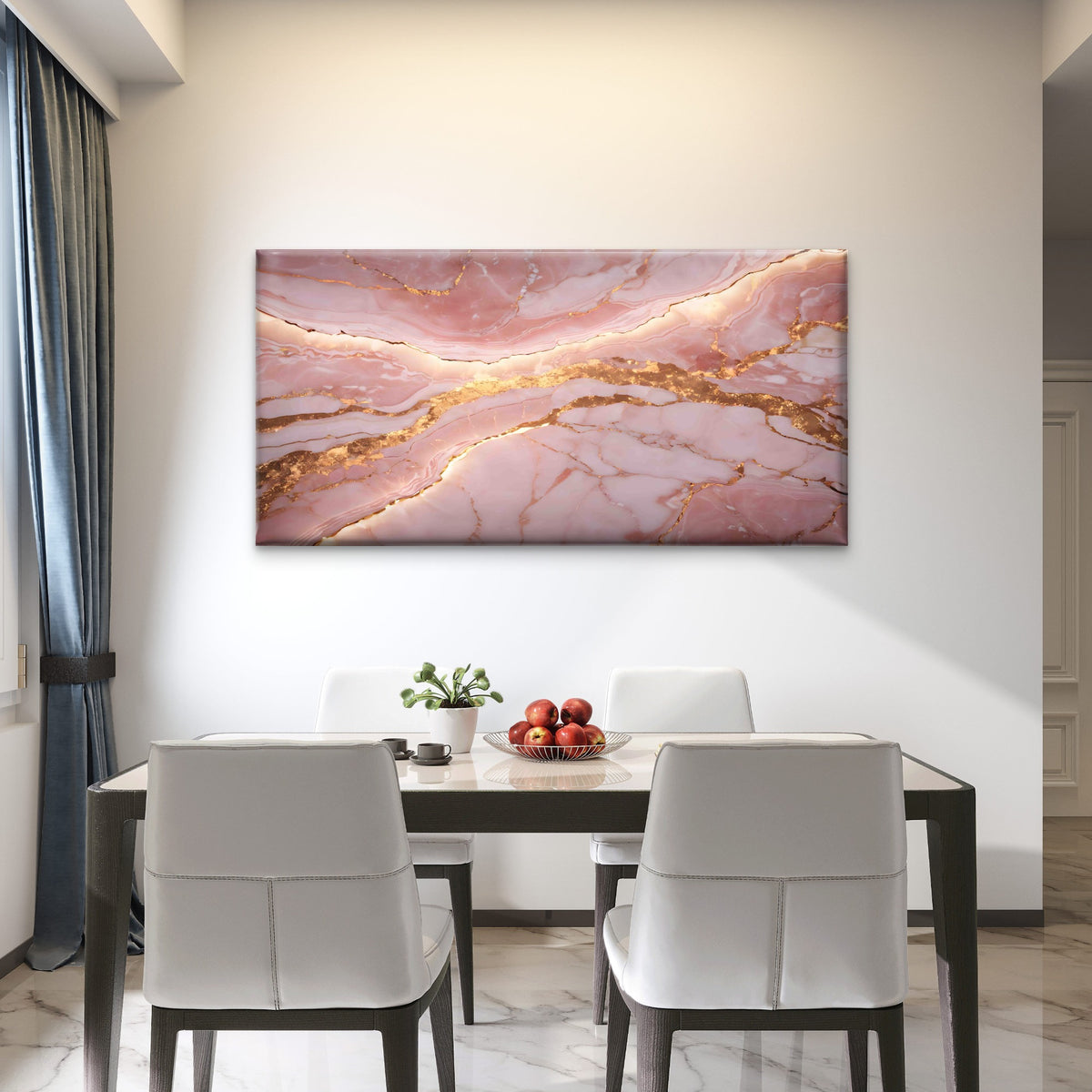 Pink Onyx With Golden Backlit Wall Art Canvas Office Home Room Framed 120x60cm