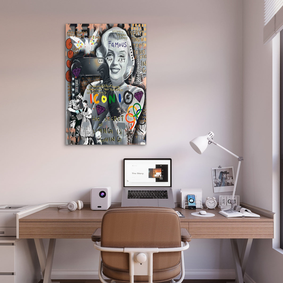 Retro Cinematic Pop Art Typography 60x90cm Metal Print Ready to Hang