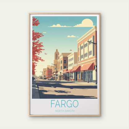 Fargo North Dakota, Houses & Street View Travel Poster Print Wall Art