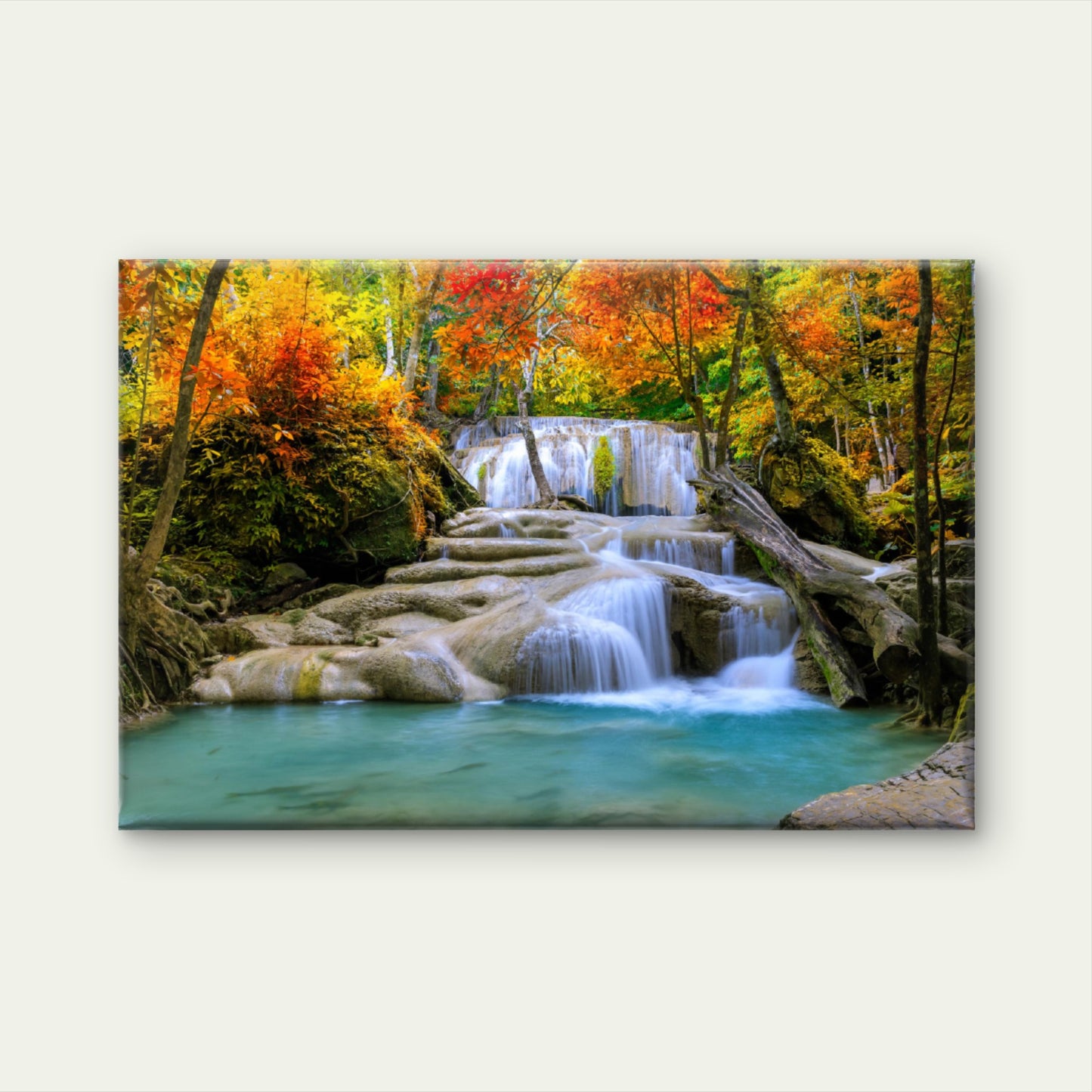 Waterfall In Autumn Forest Print 100% Australian Made