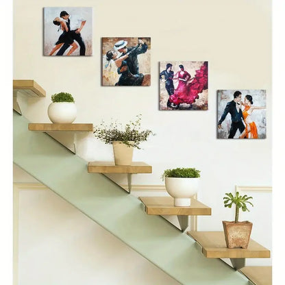 4pcs  Romance Dancing Couple Of Tango Painting Wall Art Canvas Framed