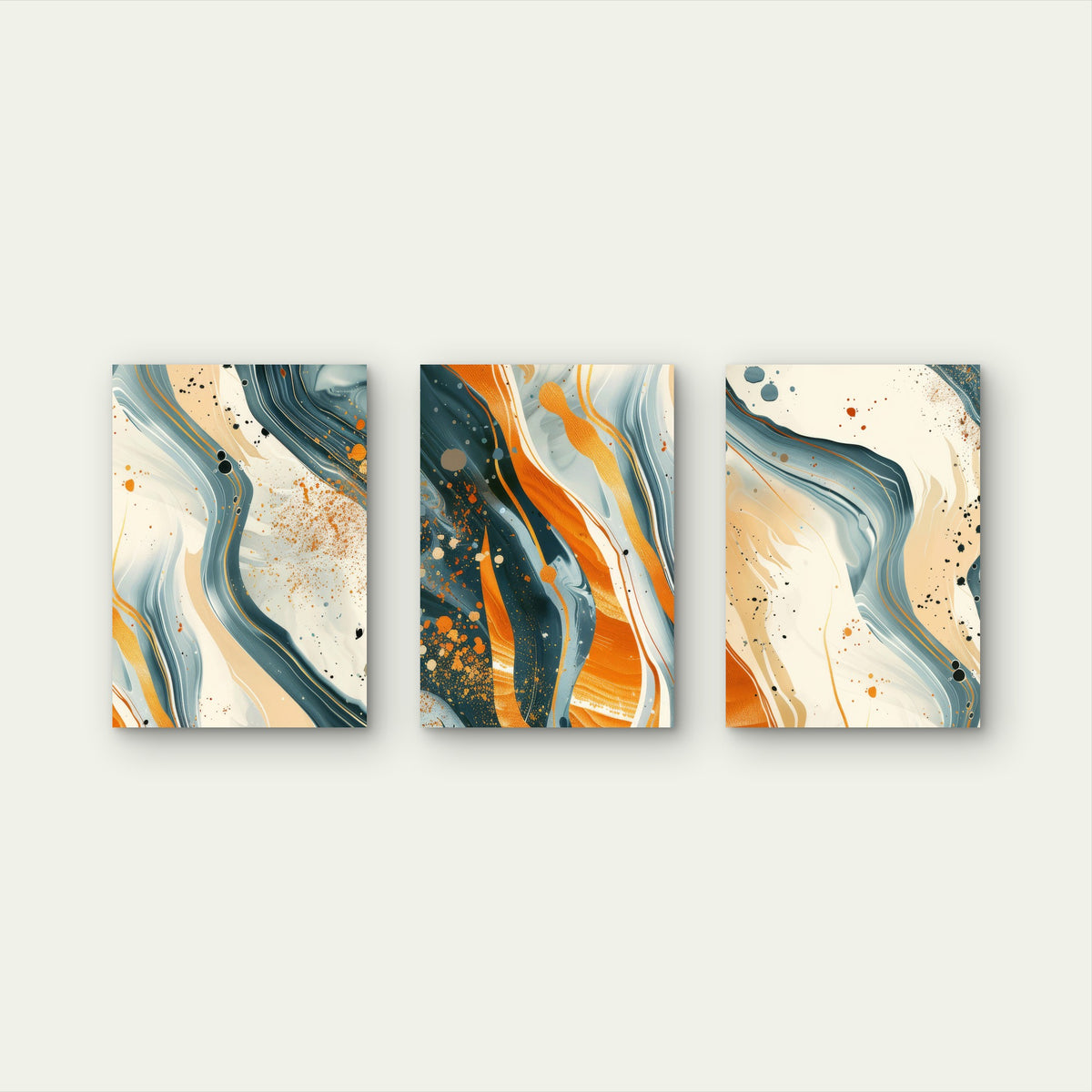 3pcs Abstract Teal Orange Gold Art Painting Wall Art Set Canvas Framed 50x70cm - High Quality Print 100% Australian Made Wall Canvas Ready to Hang