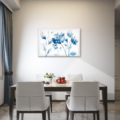 Blue Shaded Flowers Botanical Design Wall Art Decor 100% Australian Made