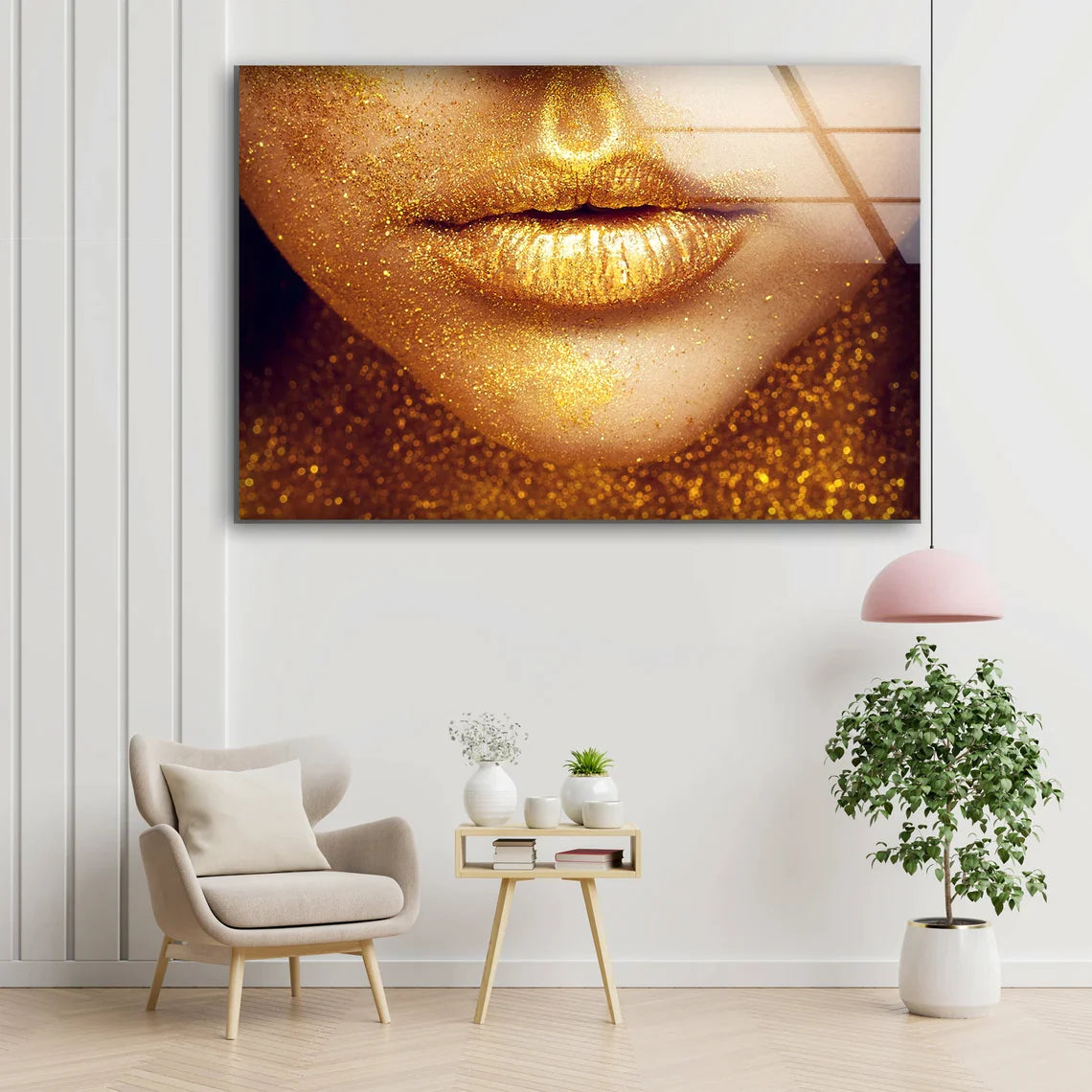 Girl Face Gold Makeup UV Direct Aluminum Print Australian Made Quality