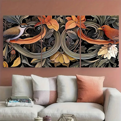 3pcs Golden William Morris Botanical Metal Print Ready to Hang Art