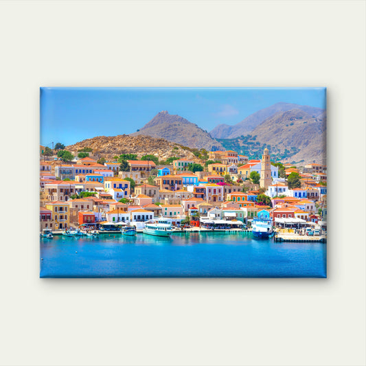 Halki Island Harbor Greece Wall Art Decor 100% Australian Made