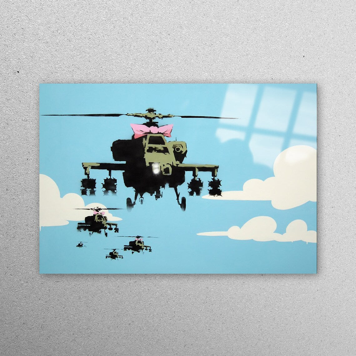 Banksy Helicopter Acrylic Glass Print Tempered Glass Wall Art 100% Made in Australia Ready to Hang