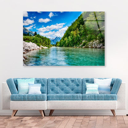 Oca River And Alps Mountain View  Acrylic Glass Print Tempered Glass Wall Art 100% Made in Australia Ready to Hang