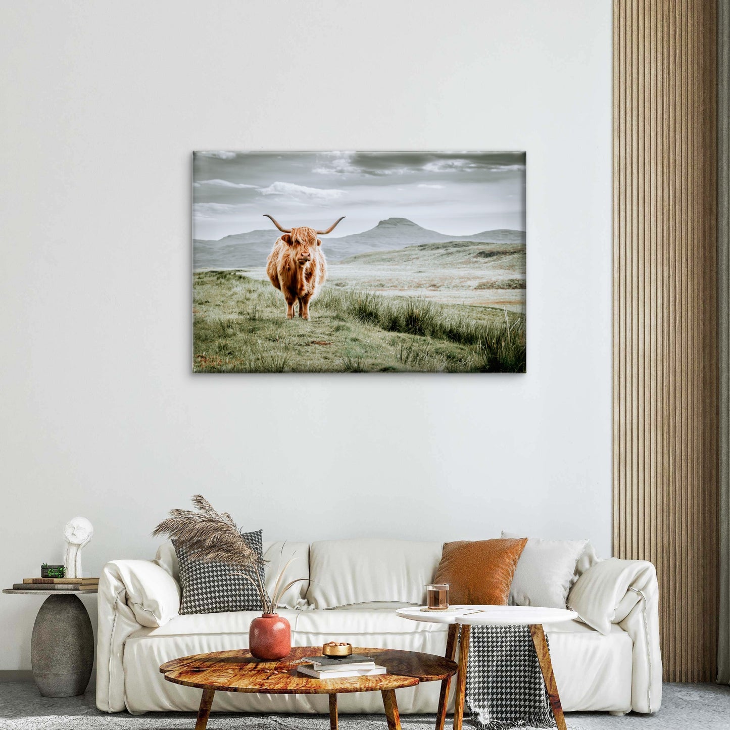 Moody Scottish Hairy Highland Cow Neutral Rustic Accent Wall Art Decor 100% Australian Made