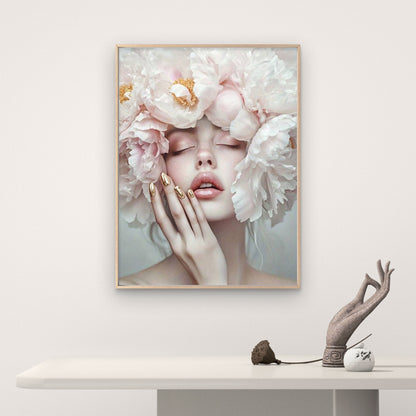 Elegant Neutral Pink Floral Crown Woman Fashion Home Decor Premium Quality Poster Print Choose Your Sizes