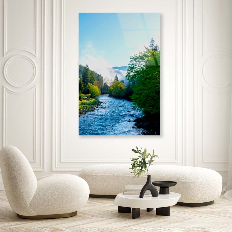 Mountain River Acrylic Glass Print Tempered Glass Wall Art 100% Made in Australia Ready to Hang