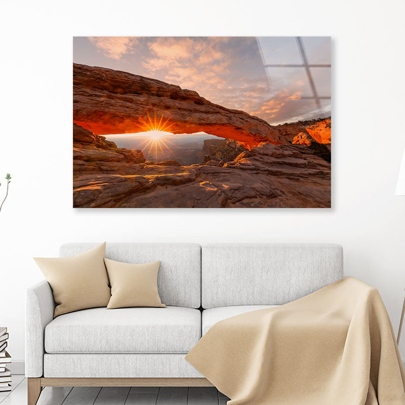 Sunrise at Mesa Arch Acrylic Glass Print Tempered Glass Wall Art 100% Made in Australia Ready to Hang