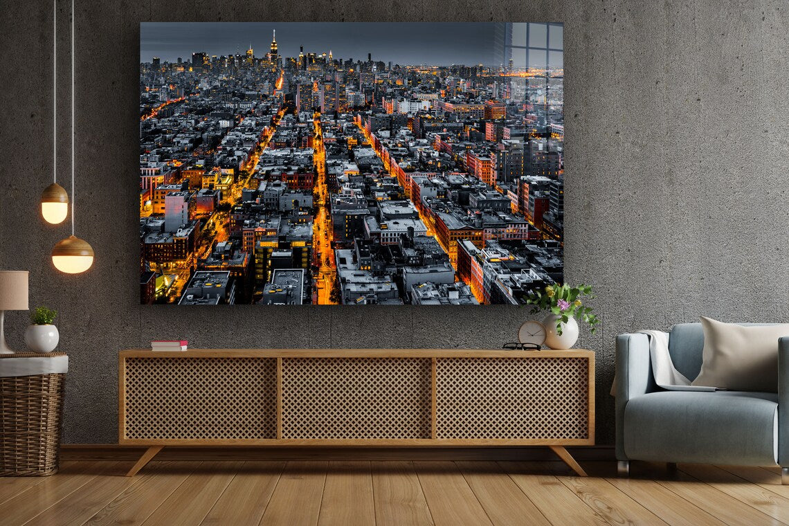 Night City Skyline View UV Direct Aluminum Print Australian Made Quality