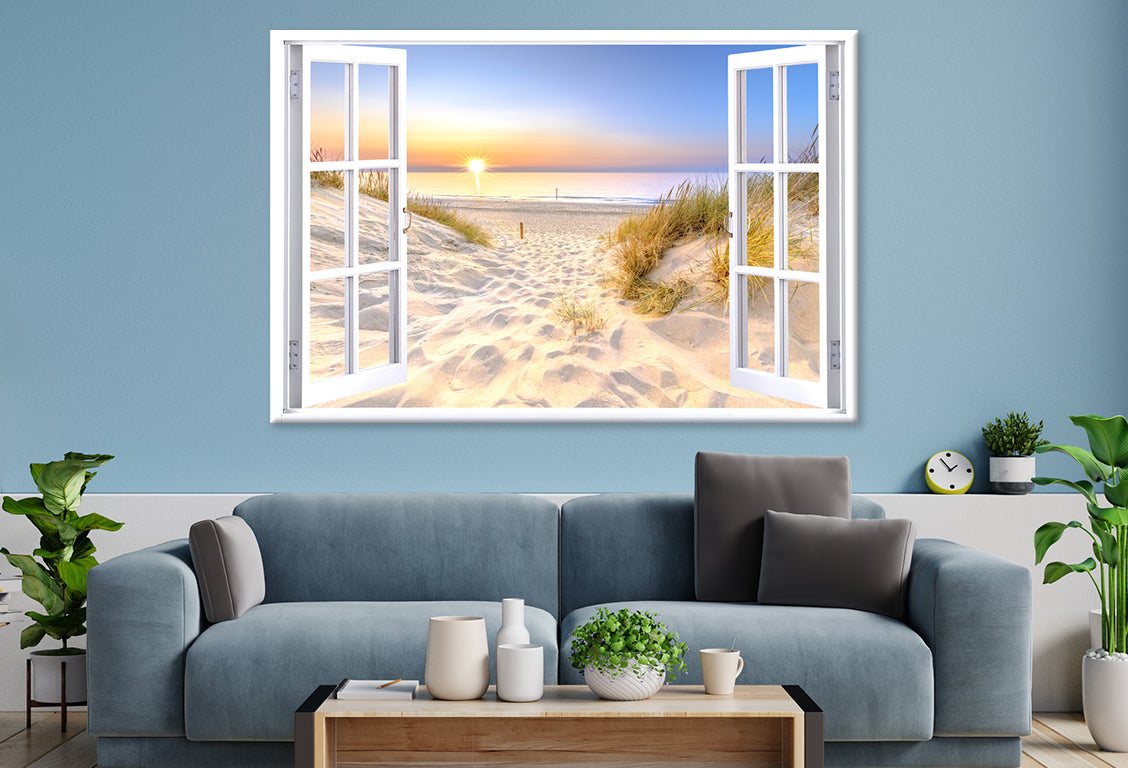 Sunset Beach with Window Stunning Design Print 100% Australian Made