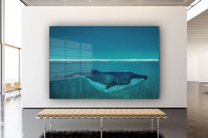 Whale Underwater View UV Direct Aluminum Print Australian Made Quality