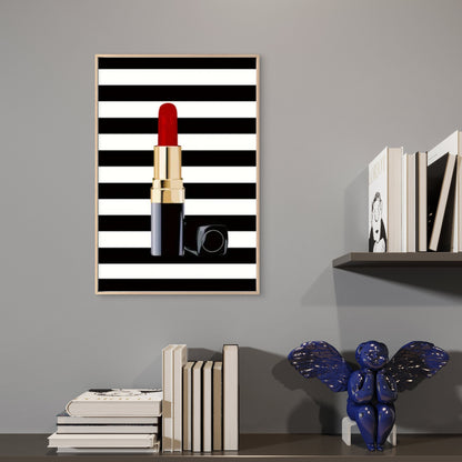 Red Lipstick with Black and White Stripes Art Fashion Home Decor Premium Quality Poster Print Choose Your Sizes