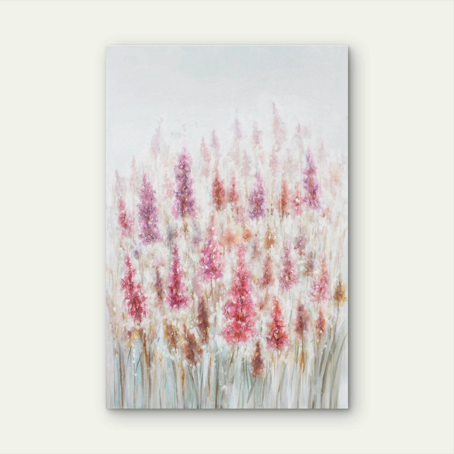 Neutral Pink Purple Wildflower Field Meadow 60x90cm Metal Print Ready to Hang