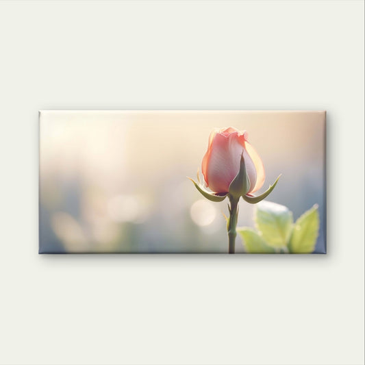 Soft Pink Rose Bud Macro Photography Bokeh Light Wall Art Canvas Office Home Framed 120x60cm