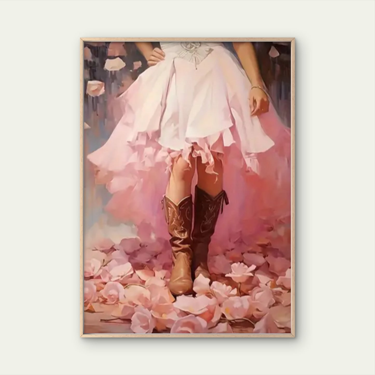 Soft Pastel Pink Floral Boots and Ruffled Skirt Fashion Home Decor Premium Quality Poster Print Choose Your Sizes