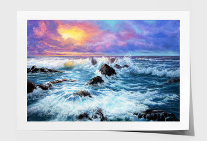 Painting Of Sunset In Ocean Limited Edition High Quality Print Unframed Roll Canvas None