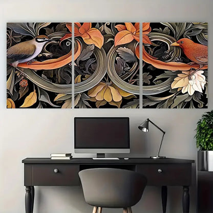 3pcs Golden William Morris Botanical Metal Print Ready to Hang Art