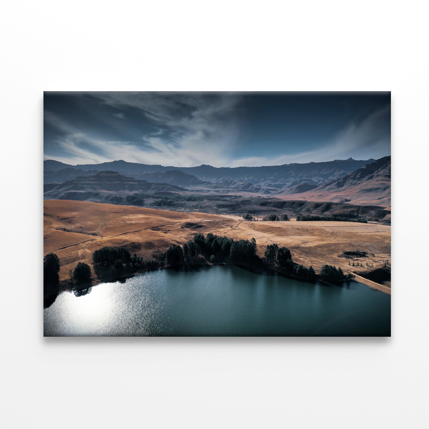 A Serene Lake Nestled Among Hills Print 100% Australian Made