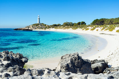 Rottnest Island Western Australia Pinky Beach and Bathurst Lighthouse Wall Art Decor 100% Australian Made
