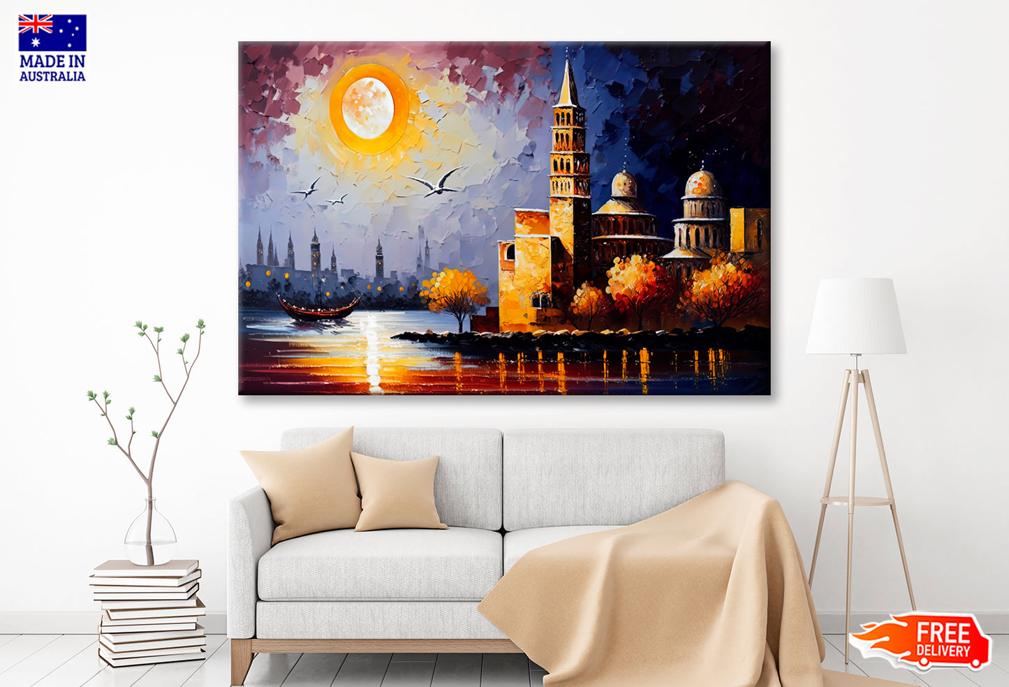 Culture Diversity, Mediterranean Coastal Oil Painting Wall Art Limited Edition High Quality Print