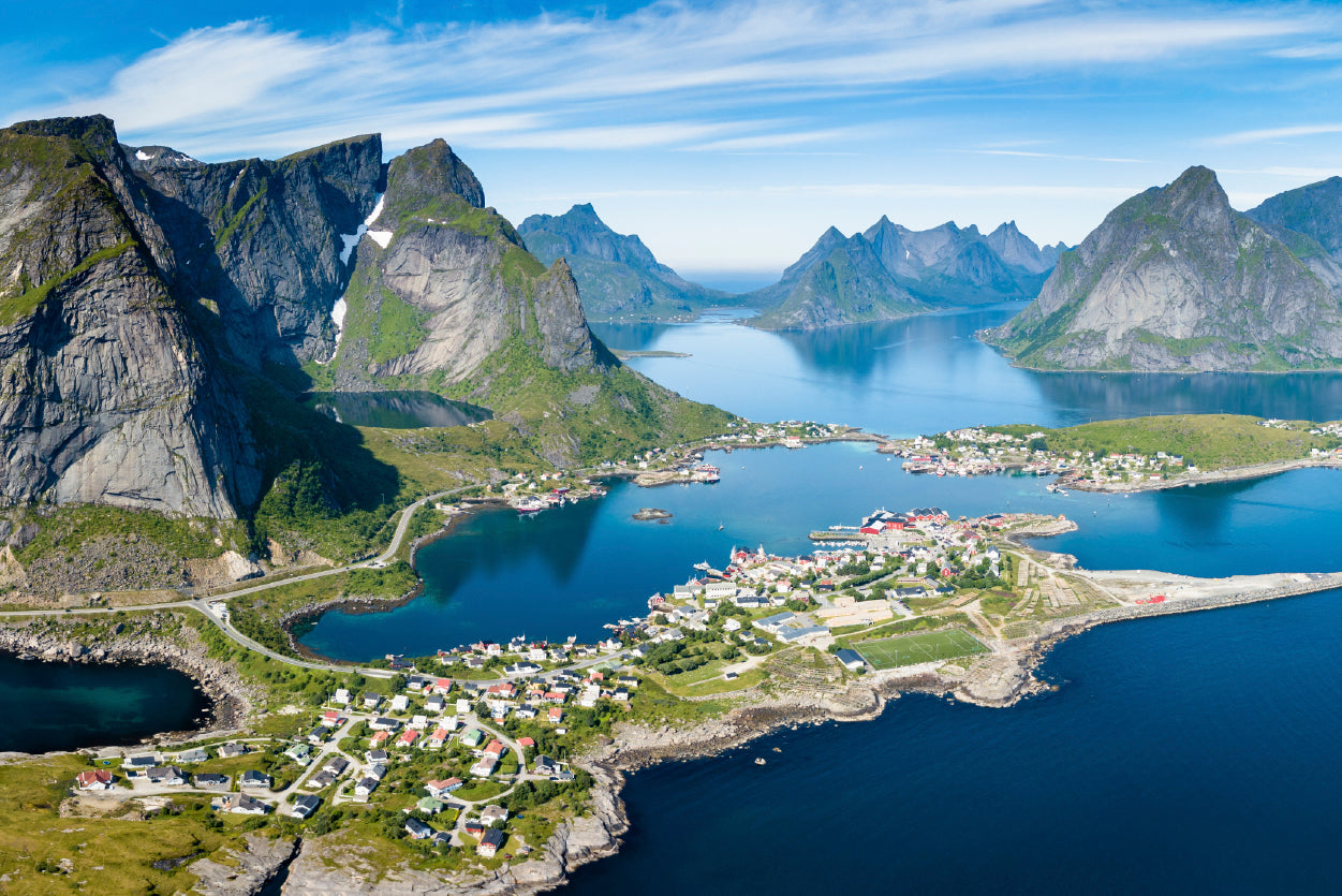 A Scenic View of Lofoten on the Water with Mountains Home Decor Premium Quality Poster Print Choose Your Sizes