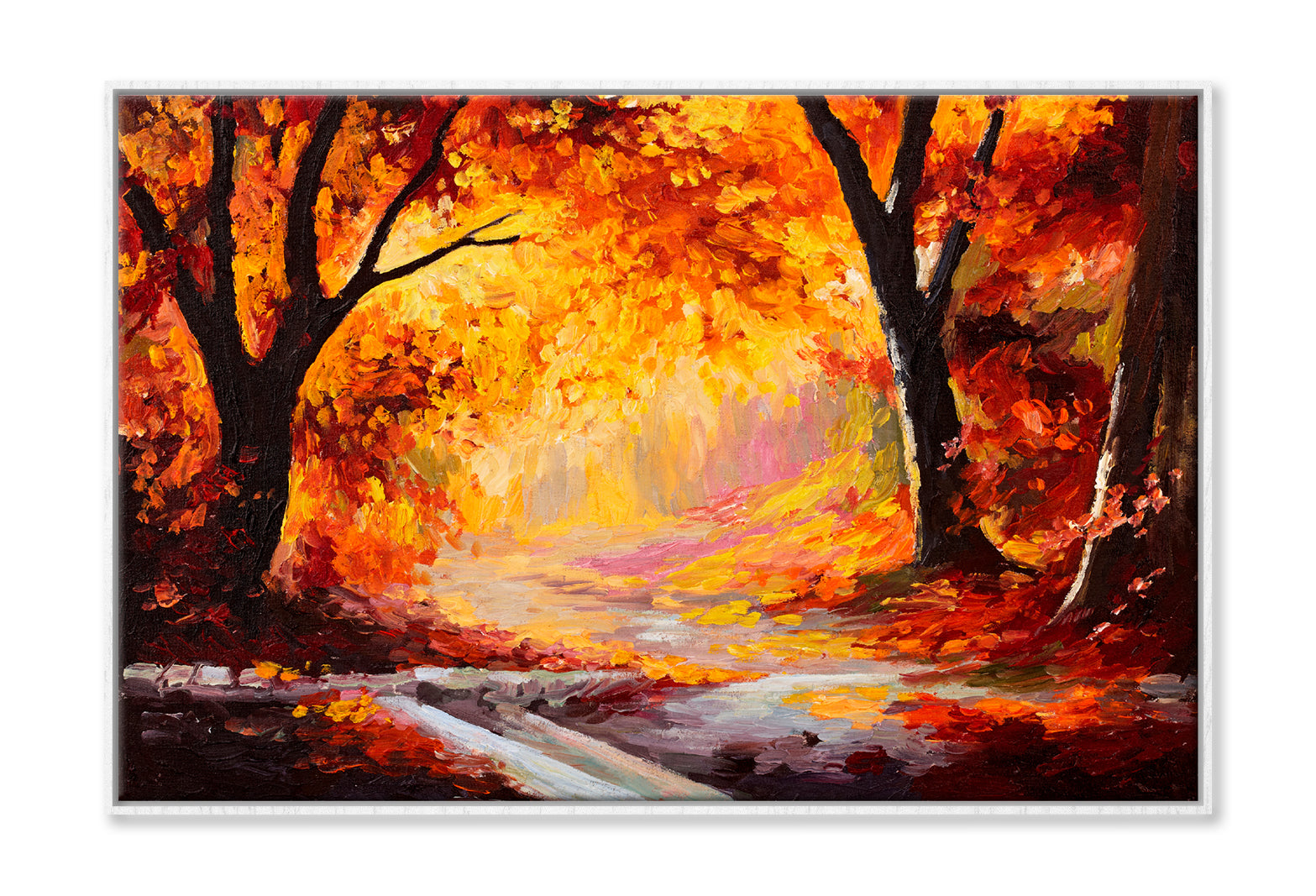 Autumn Forest Oil Painting Wall Art Limited Edition High Quality Print Canvas Box Framed White